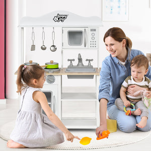Wooden Pretend Play Kitchen Set for Kids with Accessories and Sink view 3