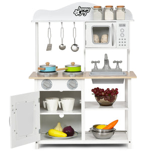 Wooden Pretend Play Kitchen Set for Kids with Accessories and Sink view 4