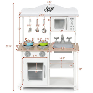 Wooden Pretend Play Kitchen Set for Kids with Accessories and Sink view 5