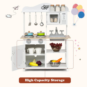 Wooden Pretend Play Kitchen Set for Kids with Accessories and Sink view 8