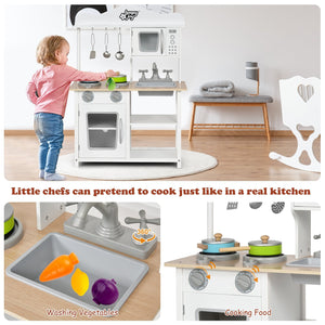 Wooden Pretend Play Kitchen Set for Kids with Accessories and Sink view 9