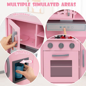 Wooden Pretend Play Kitchen Set for Toddlers-Pink view 6