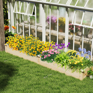 Wooden Raised Garden Bed with 2 Planter Boxes and Dividers-Natural view 2