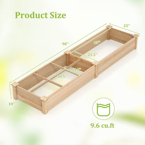Wooden Raised Garden Bed with 2 Planter Boxes and Dividers-Natural view 5