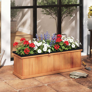 Wooden Raised Garden Bed with Drainage Holes and Liner Solid Fir Wood Planter Box-M view 3