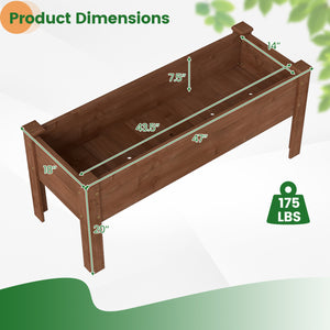 Wooden Raised Garden Bed with Legs Elevated Planter Box with Drainage Holes-Coffee view 4