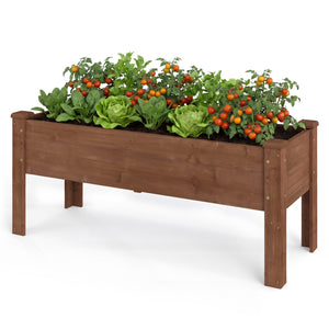 Wooden Raised Garden Bed with Legs Elevated Planter Box with Drainage Holes-Coffee view 5