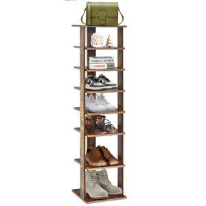 Wooden Shoes Storage Stand 7 Tiers Shoe Rack Organizer Multi-shoe Rack Shoebox-Rustic Brown view 4