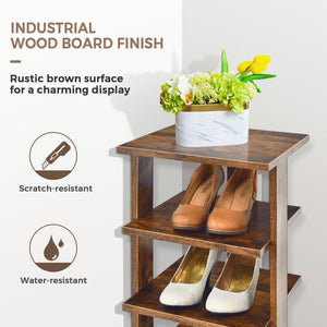 Wooden Shoes Storage Stand 7 Tiers Shoe Rack Organizer Multi-shoe Rack Shoebox-Rustic Brown view 9