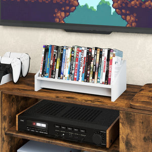 Wooden Tilting Bookcase Small Desktop Bookshelf Organizer for Magazines-White view 6