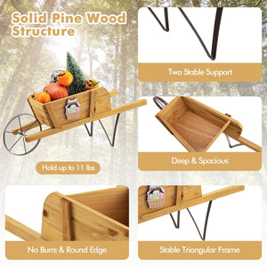 Wooden Wagon Planter with 9 Magnetic Accessories for Garden Yard-Walnut view 8