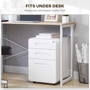 Lockable File Cabinet, Steel Filing Cabinet on Wheels for Legal, A4, Letter Size, Home Office