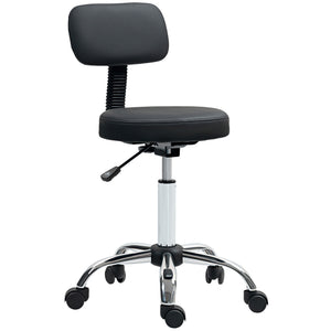 Adjustable Rolling Stool with Removable Backrest, Faux Leather Swivel Stool Chair for Salon Spa, Bar