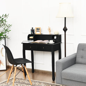 Writing Desk 2-Tier Vanity Desk Computer Desk with 4 Drawers-Black view 2