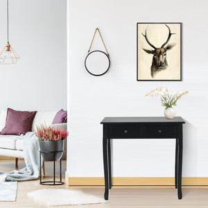 Writing Desk 2-Tier Vanity Desk Computer Desk with 4 Drawers-Black view 8
