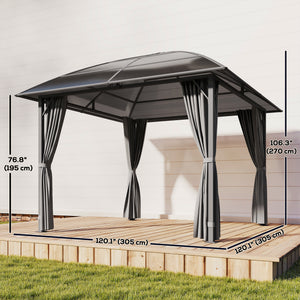10' x 10' Outdoor Hardtop Gazebo Canopy with UV60+ Polycarbonate Roof, Steel Frame, Central Hook, Curtains – view 16