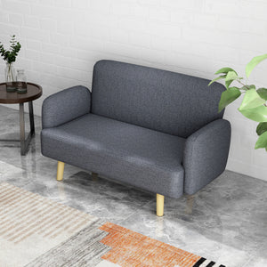 Velvet Feel Fabric 2 Seater Sofa, Small Sofa Loveseat with 8.3" Thick Padding and Wood Legs, Black – view 21