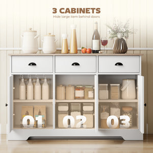 46.5" Buffet Cabinet, Farmhouse Sideboard with 3 Barn Doors and 3 Drawers for Living Room, Kitchen, Black – view 11