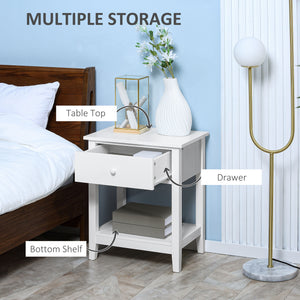 Modern Style Nightstand, Small End Table with Drawer and Storage Shelf for Bedroom, Living Room, Black – view 10