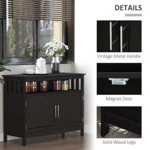 Kitchen Sideboard, Buffet Cabinet, Wooden Storage Console Table with 2-Level Cabinet and Open Shelf, Black – view 5