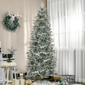 6 Feet Pencil Snow Flocked Artificial Christmas Tree with 517 Realistic Cypress Branches, Auto Open, Green – view 14