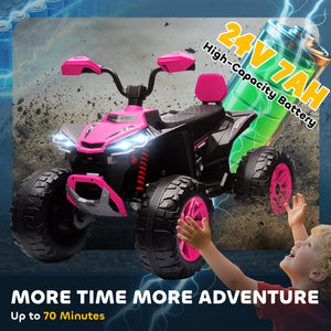 Qaba 2-Seater All-Terrain 4 Wheeler, 24V Kids ATV Ride-On, Electric Quad Car with Dual Motor, for Boys and Girls