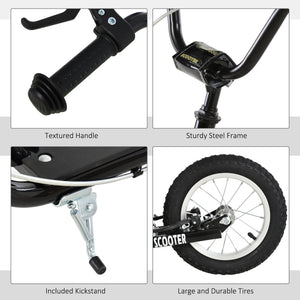 Aosom Youth Kick Scooter with Adjustable Handlebar and 16'' Inflatable Rubber Wheel for Kids and Teens 5+ Year Old