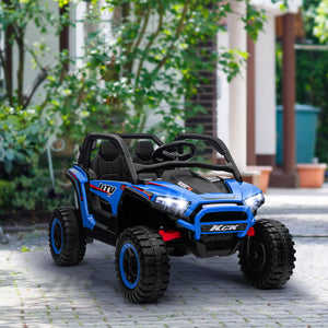 Qaba 2 Seater 24V 7AH Ride on Truck, Electric Car for Kids w/ Spring Suspension, Remote Lights, Horn, Music