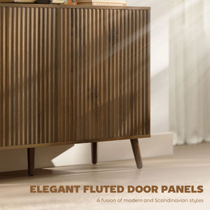 Buffet Cabinet with Storage Modern Fluted Sideboard with Adjustable Shelves Wood Legs for Dining Room – view 17
