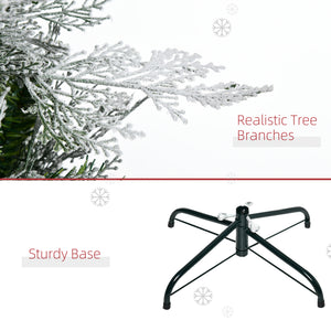6 Feet Pencil Snow Flocked Artificial Christmas Tree with 517 Realistic Cypress Branches, Auto Open, Green – view 6