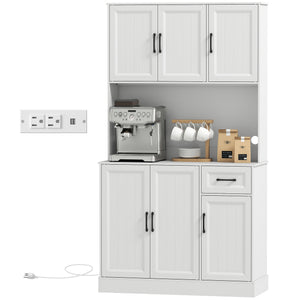 71" Pantry Cabinet with Charging Station, Kitchen Storage Cabinet with Microwave Stand, Adjustable Shelves – view 8