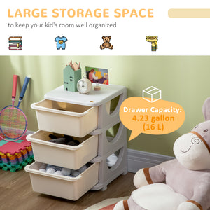 3 Tier Kids Toy Organizer and Storage Bins with 3 Plastic Drawers, Blue