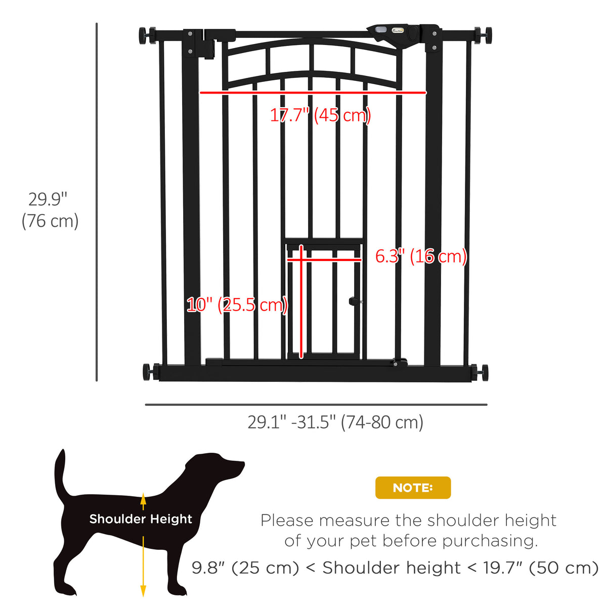 Auto-Close Pet Gate, Stair Gate with Cat Door, Double Locking for Doorways Hallways Stairs – view 2