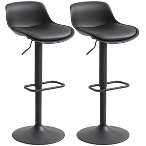 Counter Height Bar Stools Set of 2, Streamlined Bar Chairs with Adjustable Height and Swivel PU Leather