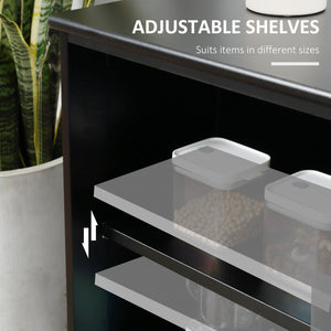 Modern Kitchen Sideboard, Stackable Storage Cabinet, Sliding Glass Door Console – view 6