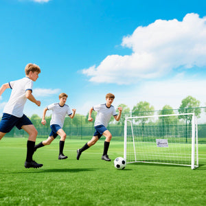 Soozier 6ft x 4ft Soccer Goal Net with Metal Frame, PE Mesh, Ground Stakes, Easy Assembly