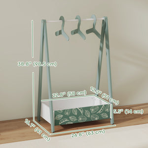 Qaba Kids Clothing Rack with Storage Shelf, Hangers, for Nursery Room, Living Room, Playroom