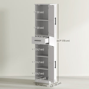 67" Tall Bathroom Cabinet, Narrow Bathroom Storage Cabinet with Drawer, Barn Doors and Adjustable Shelves – view 16