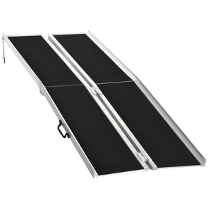 8ft Wheelchair Ramp, 600lbs Capacity Non-Slip Aluminum Folding Handicap Ramp with Reinforced Welded Hinges, for Home Steps, Cars, Scooters and Stairs