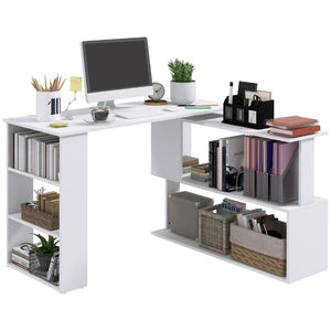 L Shaped Desk, 360° Rotating Corner Desk, Computer Writing Table Workstation with Storage Shelf for Home – view 8