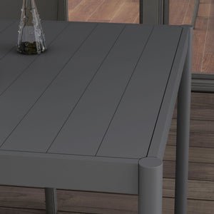 Outdoor Dining Table w/ Aluminium Frame, Garden Table, 57", Dark Grey