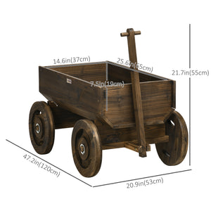 Wooden Raised Garden Bed, Flower Cart w/ Wheels, Planters for Outdoor Plants, Backyard, Patio, Deck, Garden Decor