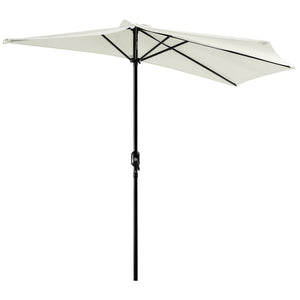 9ft Half Patio Umbrella Round Balcony Umbrella Waterproof Window Sun Shade w/ 5 Ribs Beige