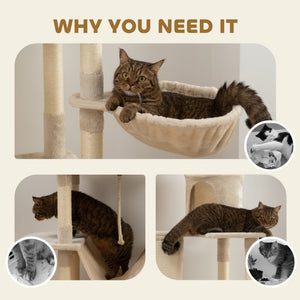 81" Large Cat Tree w/ Scratching Posts, Condos, Beds, Hammocks, Jumping Platforms, Toy Balls, Rope Cat Toy β view 6