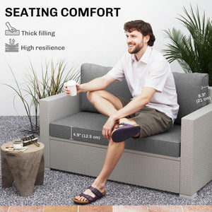 Outdoor Seat Cushions with Backrest, Loveseat Double Sofa Outdoor Furniture Cushions, Beige – view 17