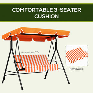 3-Seater Outdoor Porch Swing with Adjustable Canopy, Patio Swing Chair for Garden, Poolside, Backyard, Green and White