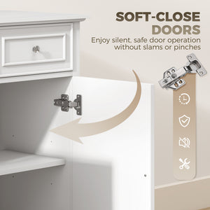 Sideboard Buffet Cabinet, 54" Kitchen Storage Cabinet with Soft-Close Doors, 3 Drawers and 2 Adjustable Shelves, White