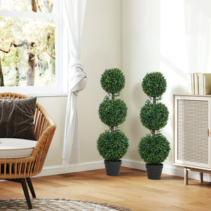 3FT Artificial Boxwood Topiary Tree Set of 2, Faux Two Ball Topiary Tree in Pot for Indoor Outdoor Decor – view 13