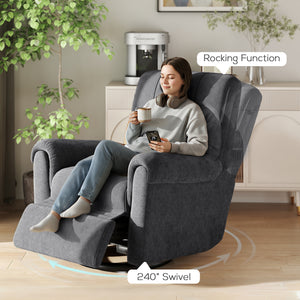 Power Recliner Chair, Fabric Upholstered Recliner Chair with USB Ports, Swivel and Rocking Function – view 12