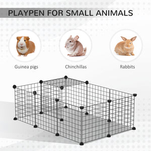 Small Animal Cage with 16 Panels, Portable Metal Wire Pet Fence with Door, Non-slip Feet for Bunny Guinea Pig